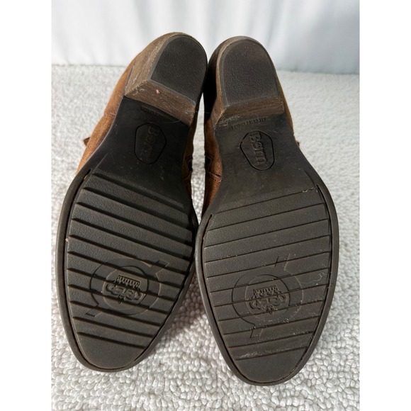 Born Brown Suede Ruched Ankle Boots Women Size 9.5 M Block Heel Side Zip - Picture 6 of 11